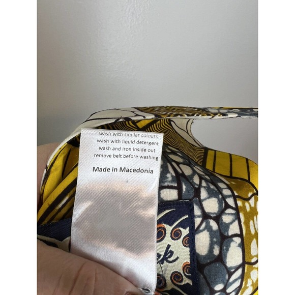 Lena Hoschek Sleeveless Nairobi Dress S African Print Honeycomb Fit Flare Yellow - Picture 11 of 11